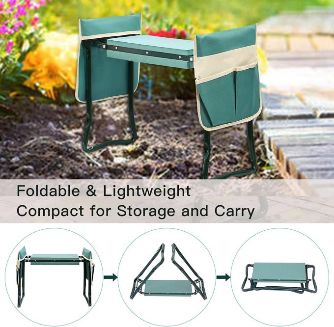 Garden Kneeler And Seat With Tool Pouch, Portable Folding Garden Stool, Heavy Duty Gardening Kneeling Bench 12