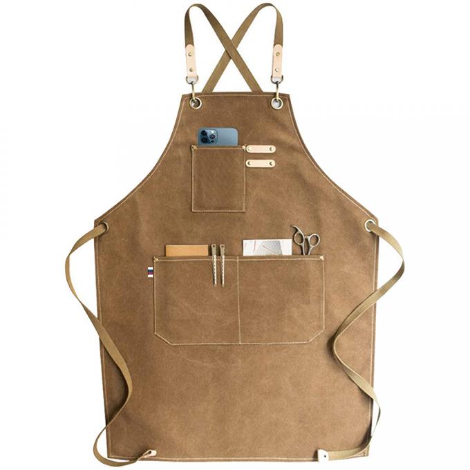 Gardening Work Garden Tools Storage Aprons Waterdrop Resistant Cotton Canvas Cross Back Adjustable Apron 1