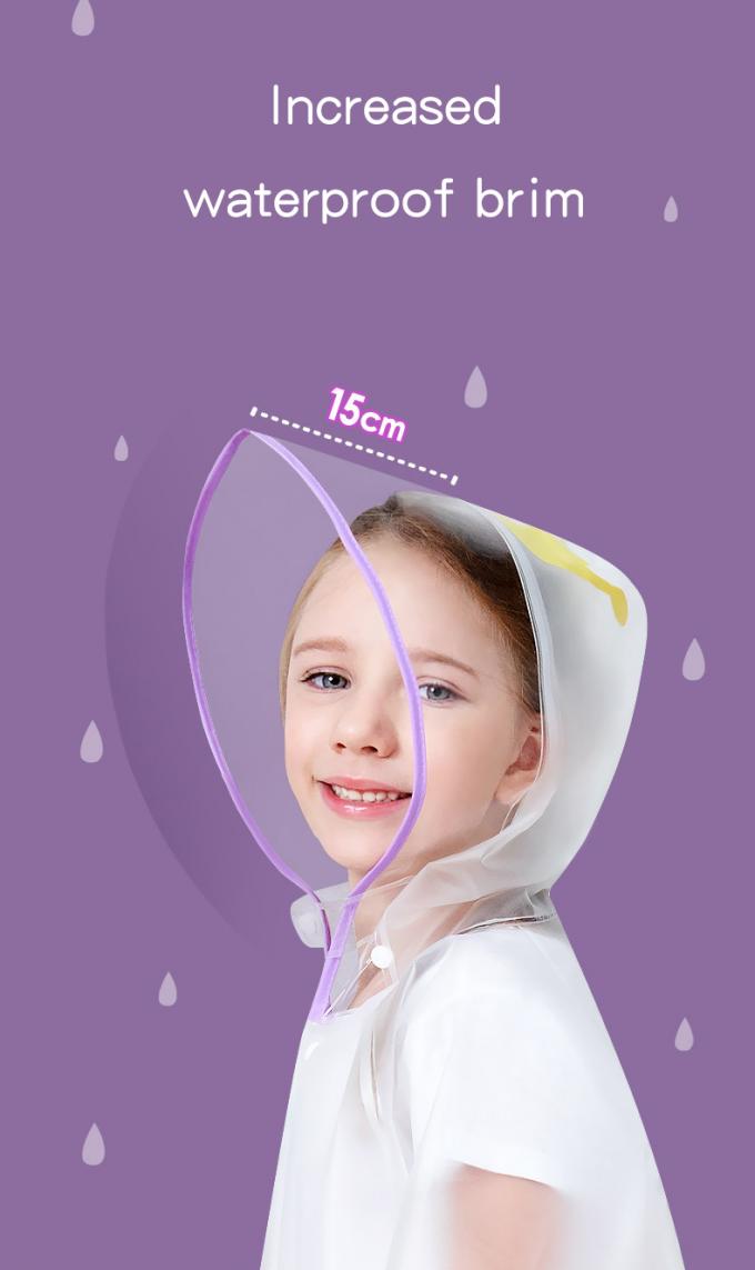 Kids Waterproof Raincoat, Children'S Raincoat Transparent Poncho, Students in school bag raincoat hooded animation 4