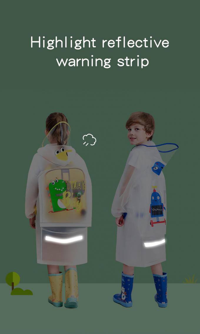Kids Waterproof Raincoat, Children'S Raincoat Transparent Poncho, Students in school bag raincoat hooded animation 7