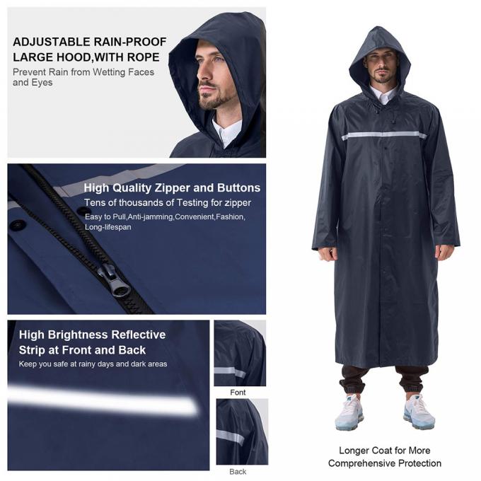 Long Raincoat, Men Rainwear, Motorcycle Riding Recycle Non-disposable Durable Rain Gear Ponchos Raincoats, thick suit 7