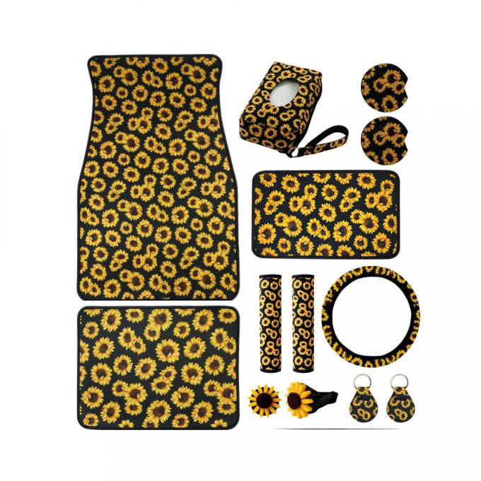 Car Accessories, Sunflower Neoprene Car Accessories Seat Cover And Foot Mat Set 0