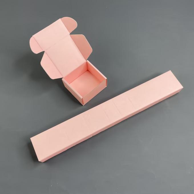 Corrugated Lipstick Mailer Box With Logo, Pink Mailing Paper Box For Packaging, Custom Logo Cosmetic Packaging Ship 1