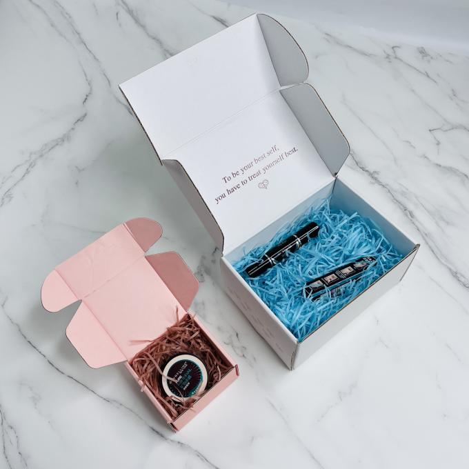 Corrugated Lipstick Mailer Box With Logo, Pink Mailing Paper Box For Packaging, Custom Logo Cosmetic Packaging Ship 3