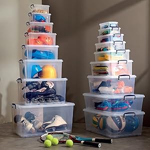 Organizer Storage Box, Stackable Plastic Tote For Home, Garage, Closet Collapsible Plastic Storage Bins with WheelsClear Stackable Storage Bins with Lid Stackable Storage Bins 1