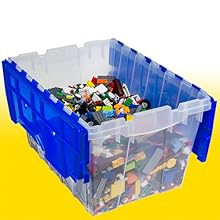 Large Size Distribution Container With Hinged Lid Storage Bins Plastic Stackable Large Plastic Attached Lid Container 0