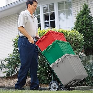 Heavy-Duty Solid Plastic Tote Storage Box With Attached Lid Recyclable Stackable Crate For Logistics And Moving Container 0