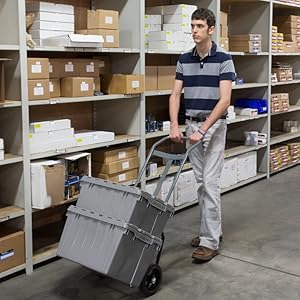 Heavy-Duty Solid Plastic Tote Storage Box With Attached Lid Recyclable Stackable Crate For Logistics And Moving Container 1