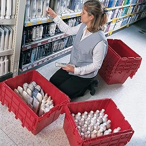 Heavy-Duty Solid Plastic Tote Storage Box With Attached Lid Recyclable Stackable Crate For Logistics And Moving Container 2