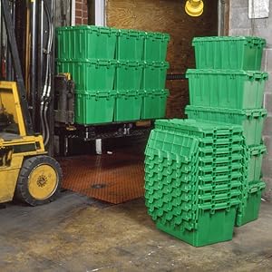 Heavy-Duty Solid Plastic Tote Storage Box With Attached Lid Recyclable Stackable Crate For Logistics And Moving Container 4