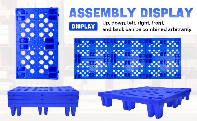 Durable 1200*1000*150mm Single-Faced HDPE Plastic Pallets Euro 3 Runners Heavy Duty Plastic Pallet For Warehouse Storage 0