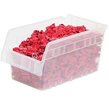 Plastic Shelf Bins Slanted Rectangle Tool Storage Bin Plastic Stackable Heavy Duty Tool Box Storage Shelf for Parts Hammers Use 0