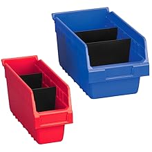 Plastic Shelf Bins Slanted Rectangle Tool Storage Bin Plastic Stackable Heavy Duty Tool Box Storage Shelf for Parts Hammers Use 2