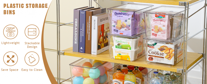 Clear Plastic Storage Bins – Pantry Organizers & Storage Containers, Cabinet Organizer - Home Organization Must Haves For Kitchen, Laundry Room, Office, Closet, Garage & Freezer 0