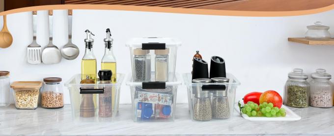 Pack Latching Lid Large Clear Plastic Storage Bins With Lids, Quart, Latch - Stackable Container Boxes For Home, Bathroom, And Office Organization 0