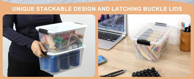 Pack Latching Lid Large Clear Plastic Storage Bins With Lids, Quart, Latch - Stackable Container Boxes For Home, Bathroom, And Office Organization 1