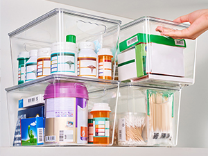 Clear Stackable Storage Bins With Lids, Large Plastic Containers With Handle For Pantry Organizer And Storage,Perfect For Bathroom,Cabinet,Kitchen,Fridge,Closet Organization 1