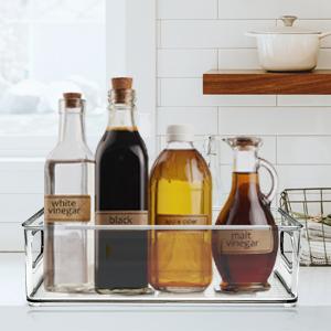 Stackable Refrigerator Organizer Bins Clear Kitchen Organizer Container Bins With Handles Plastic Bags For Pantry, Cabinets, Shelves, Drawer, Freezer - Food Safe 2