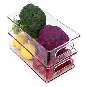 Stackable Refrigerator Organizer Bins Clear Kitchen Organizer Container Bins With Handles Plastic Bags For Pantry, Cabinets, Shelves, Drawer, Freezer - Food Safe 4