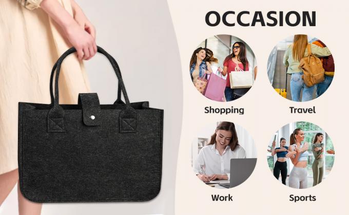 Custom Felt Tote Bag Large Capacity Portable Eco-Friendly Shopping Full Bag Gift Shopping Bag Custom Logo Large Capacity Storage Tote Bag Women Single Outdoor Shoulder Handbag Ladies Felt Shopping 1