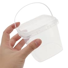 Clear Plastic Container With Lid Ice Cream Bucket Food Storage Container Freezer Storage Bucket Square Plastic Pails With Handle For Home Kitchen 0