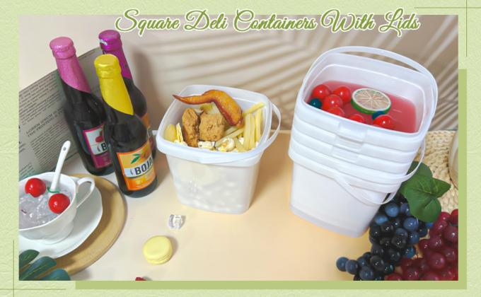 Plastic Deli Containers With Lids Ice Cream Containers Buckets Square Food Storage Containers Freezer Safe For Kitchen Party Drinks Snacks Fruits Desserts 0