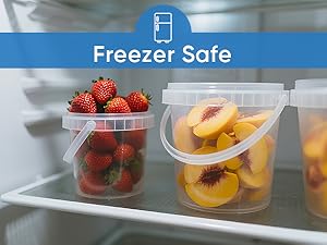 500ml 1L 2L 3L 4L 5L Factory Supply Handle Food Grade Packing Bucket Round White Clear Plastic Round Bucket With Lid 1