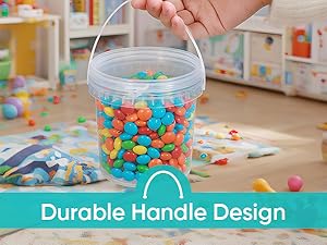 500ml 1L 2L 3L 4L 5L Factory Supply Handle Food Grade Packing Bucket Round White Clear Plastic Round Bucket With Lid 3