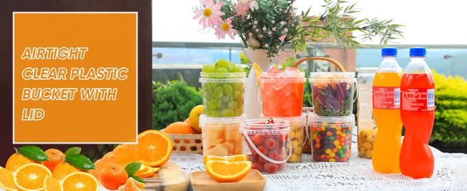 500ml 1L 2L 3L 4L 5L Factory Supply Handle Food Grade Packing Bucket Round White Clear Plastic Round Bucket With Lid 4