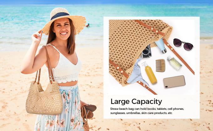 Women Small Straw Bags Summer Beach Tote Bag Handmade Woven Hobo Purse Handbag Customized New Arrival Hand Made Natural Straw Raffia Blue Striped Crochet Beach Bag Crochet Bags Custom Order 1