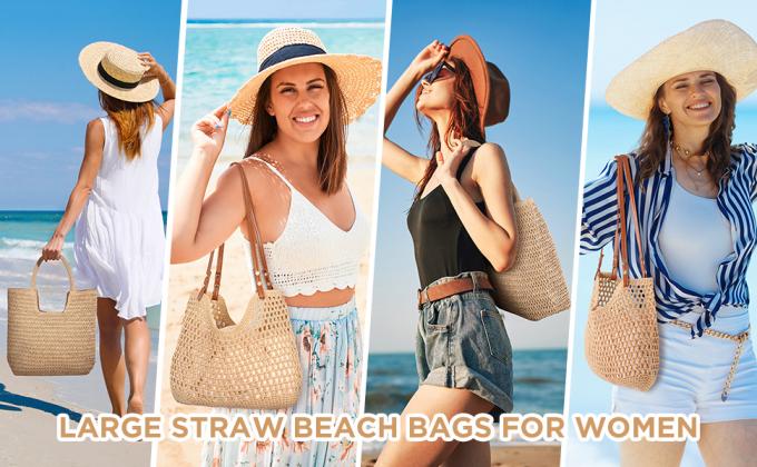 Women Small Straw Bags Summer Beach Tote Bag Handmade Woven Hobo Purse Handbag Customized New Arrival Hand Made Natural Straw Raffia Blue Striped Crochet Beach Bag Crochet Bags Custom Order 4