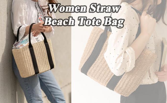 Straw Beach Tote Bag Large Summer Handmade Woven Tote Bag For Women Boho Woven Bags For Summer Vacations Pool Holiday Travel Women Small Straw Bags Summer Beach Tote Bag Handmade Woven Hobo Purse 0