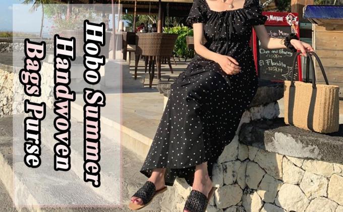 Straw Beach Tote Bag Large Summer Handmade Woven Tote Bag For Women Boho Woven Bags For Summer Vacations Pool Holiday Travel Women Small Straw Bags Summer Beach Tote Bag Handmade Woven Hobo Purse 5