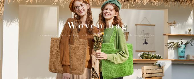 Handbags Raffia Beach Market Shopping Bag Summer Beach Holiday Dress Luxury Lady Casual Underarm Handbag Slouch Crochet Straw Raffia Tote Shopping Travel Bucket Bag 0