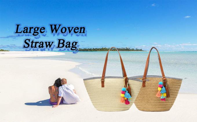 Hand-woven Beach Bag Raffia Crochet Messenger Shoulder Bag Summer Vacation Straw Bag Manufacturers Natural Straw Paper Tote Bag Women Open Fashionable Raffia Crochet Handbags for Beach with Custom 0