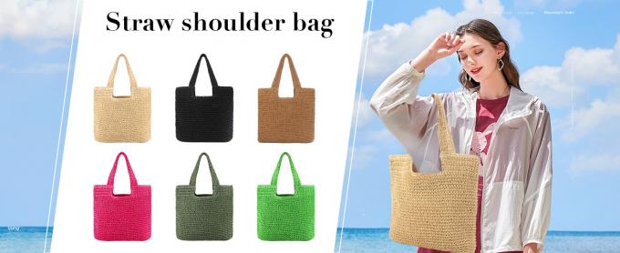 Sustainable Bamboo Bag With Handle, Shopping Bag For Beach Summer Vibe Wholesale Vietnam Handicraft Crochet Raffia Sac Bolsa Mujer Bucket Tote Shoulder Designer Women Straw Bag 0