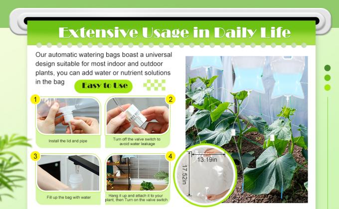 Extra Large Plant Drip Irrigation Bag Automatic Watering Bags Self Automatic Watering System Drip Irrigation Device With Adjustable Valve Switch For Gardening Flower Outdoor, Clear 0