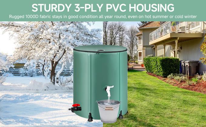 Collapsible Rain Barrel Water Storage Containers-53 Gallon Portable Rainwater Collect System Water Tank To Collect Rainwater From Gutter Downspout Water Catcher With Spigots,Filter＆Overflow Kits 0