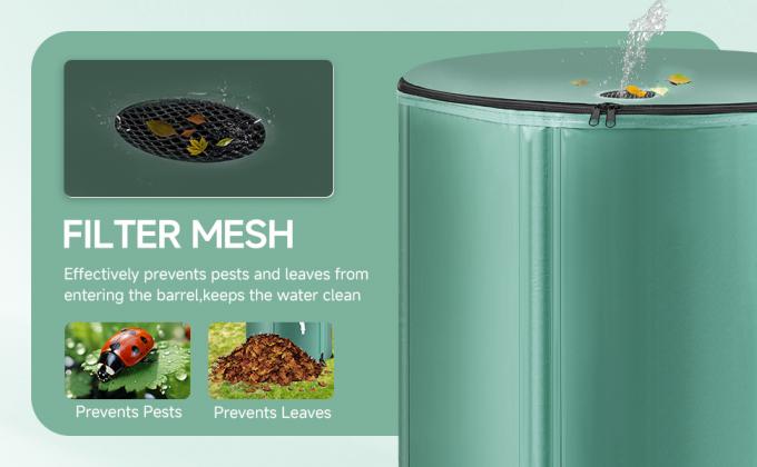 Collapsible Rain Barrel Water Storage Containers-53 Gallon Portable Rainwater Collect System Water Tank To Collect Rainwater From Gutter Downspout Water Catcher With Spigots,Filter＆Overflow Kits 1