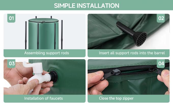 Collapsible Rain Barrel Water Storage Containers-53 Gallon Portable Rainwater Collect System Water Tank To Collect Rainwater From Gutter Downspout Water Catcher With Spigots,Filter＆Overflow Kits 2