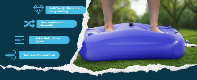 Large Capacity Portable Water Tank Containers, Bladder Tank For Drought Resistance, Fire Prevention, Emergency Water, Agricultural Irrigation Outdoor (110L/29Gal, Blue) 2