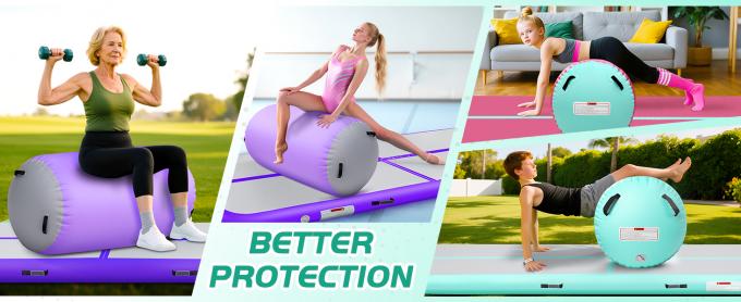 Inflatable Gymnastics Air Roller Set, Tumble Rolling Air Roller Gymnastics Barrel With Electric Pump For Kids Adults Home Outdoor Gymnastic Training Cheerleading Yoga 1