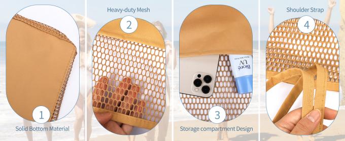 fashion tote bag, beach bag, Hot Sale Large Custom Logo Insulated Tote Foldable Bolso De Playa Eva Mesh Beach Bag Shoulder Handbag Beach Storage Bag 1