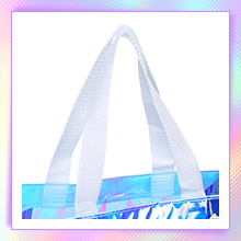 Custom Plastic Tote Bag With Handles Clear Beach Bags Transparent Stadium Bag Holographic Waterproof Versatile Beach Clear Printed Word Tote Bag Work Handbag Shoulder PVC Tote Shopping Bag 2