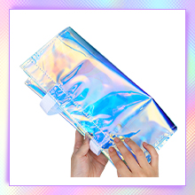 Custom Plastic Tote Bag With Handles Clear Beach Bags Transparent Stadium Bag Holographic Waterproof Versatile Beach Clear Printed Word Tote Bag Work Handbag Shoulder PVC Tote Shopping Bag 3