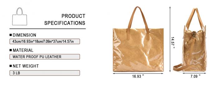 Sustainable Recyclable Tote Bag For Women, TPU Waterproof And Tyvek Paper Material Casual Shoulder Bag Handbag For Work, Travel, Gym 4