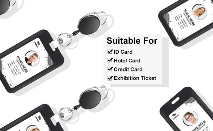 Pack Badge Holder Retractable Clip Heavy Duty Reels With Vertical Sliding ID Badge Holder Black Hard Plastic For Women Nurse Teacher Student 2