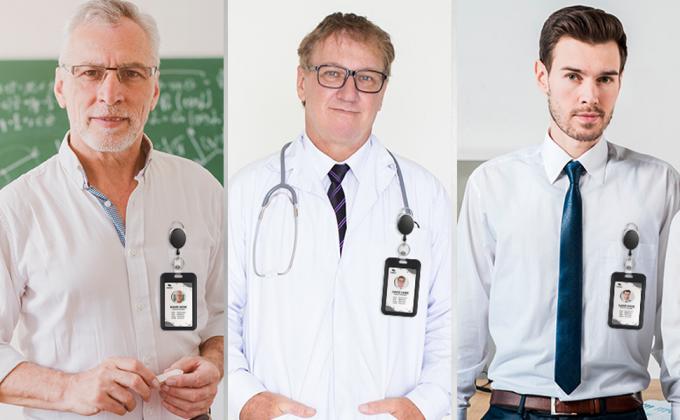 Pack Badge Holder Retractable Clip Heavy Duty Reels With Vertical Sliding ID Badge Holder Black Hard Plastic For Women Nurse Teacher Student 3