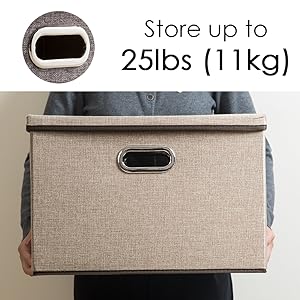 Large jute fabrics Collapsible Storage Bins With Lids Jute Fabric Foldable Storage Boxes Organizer Containers Baskets Cube With Cover For Home Bedroom Closet Office Nursery 1