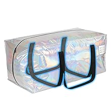 Heavy Duty Moving Bags 24-Gallon Extra Large Waterproof Foldable Clothing Storage Totes Bags With Zipper,Reinforced Handles,Packing Moving Boxes For Dorm & Seasonal Storage,Iridescent 3